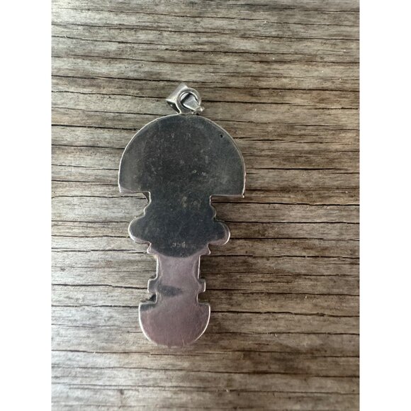 Vintage 950 Silver Tribal Figure Multi Stones Pendant - Picture 4 of 7